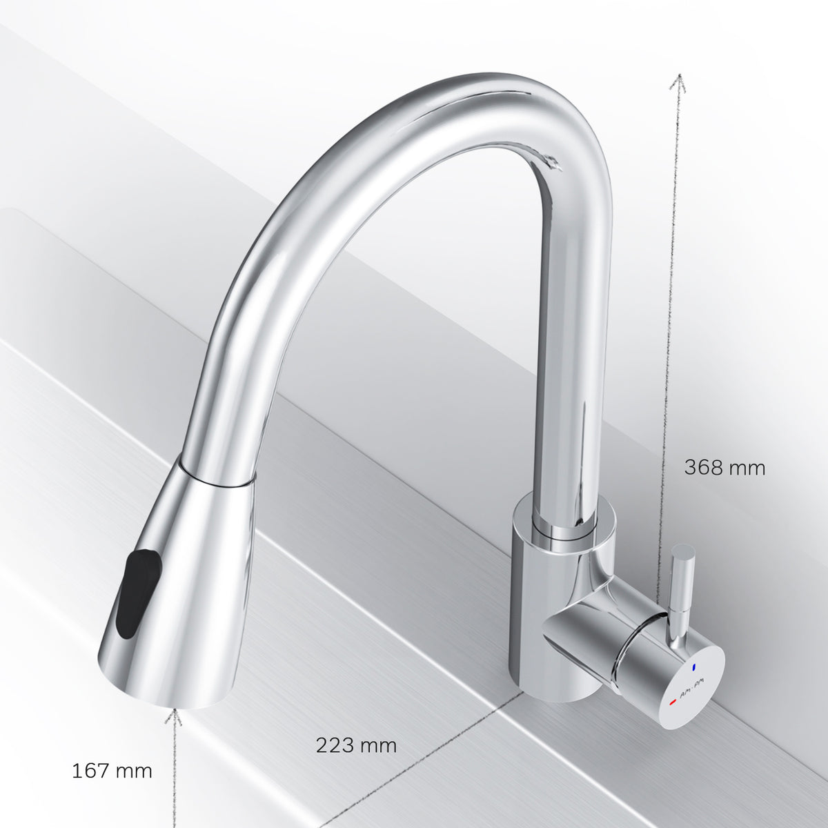 Robinet de cuisine X-Joy S avec bec pivotant et extensible et 2 jets différents–F85B07500