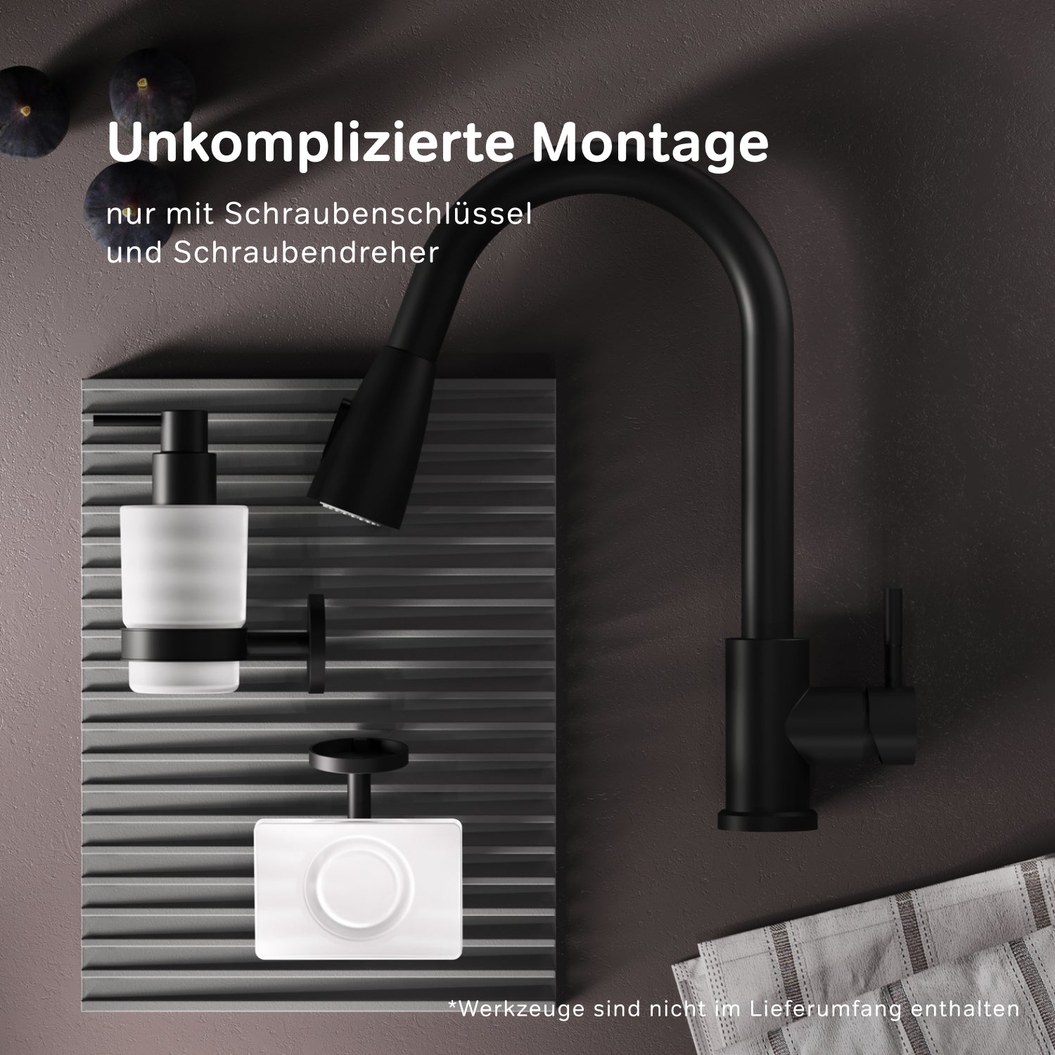 Robinet de cuisine X-Joy F85B07522 S Robinet d'évier de cuisine, mitigeur monocommande, noir