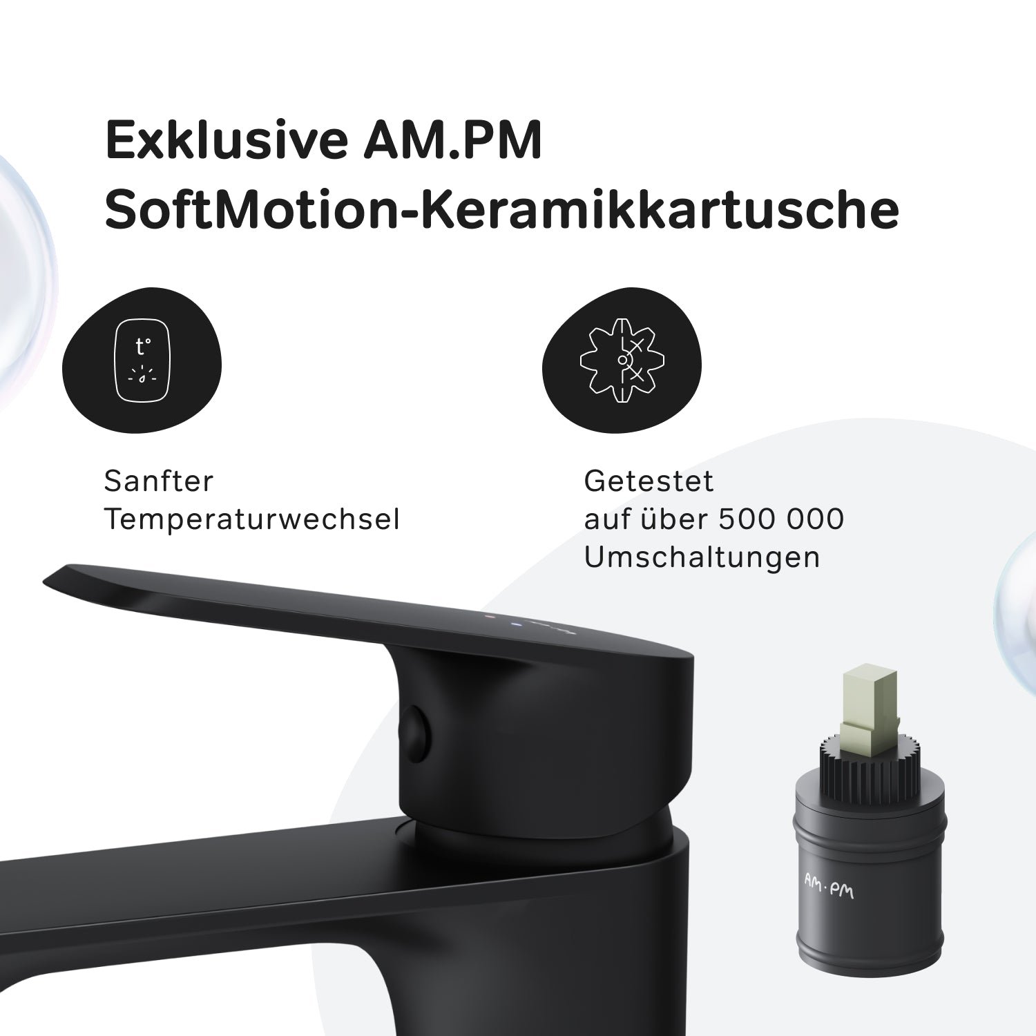 F8F02122 Bad Armatur Func Waschtischarmatur Wasserhahn, Schwarz