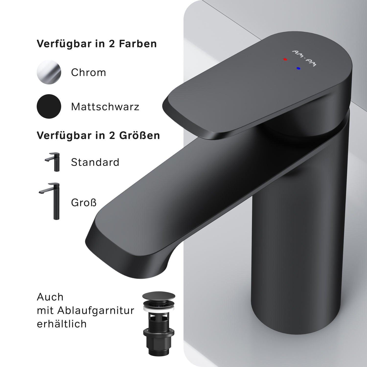 F8F02122 Bad Armatur Func Waschtischarmatur Wasserhahn, Schwarz
