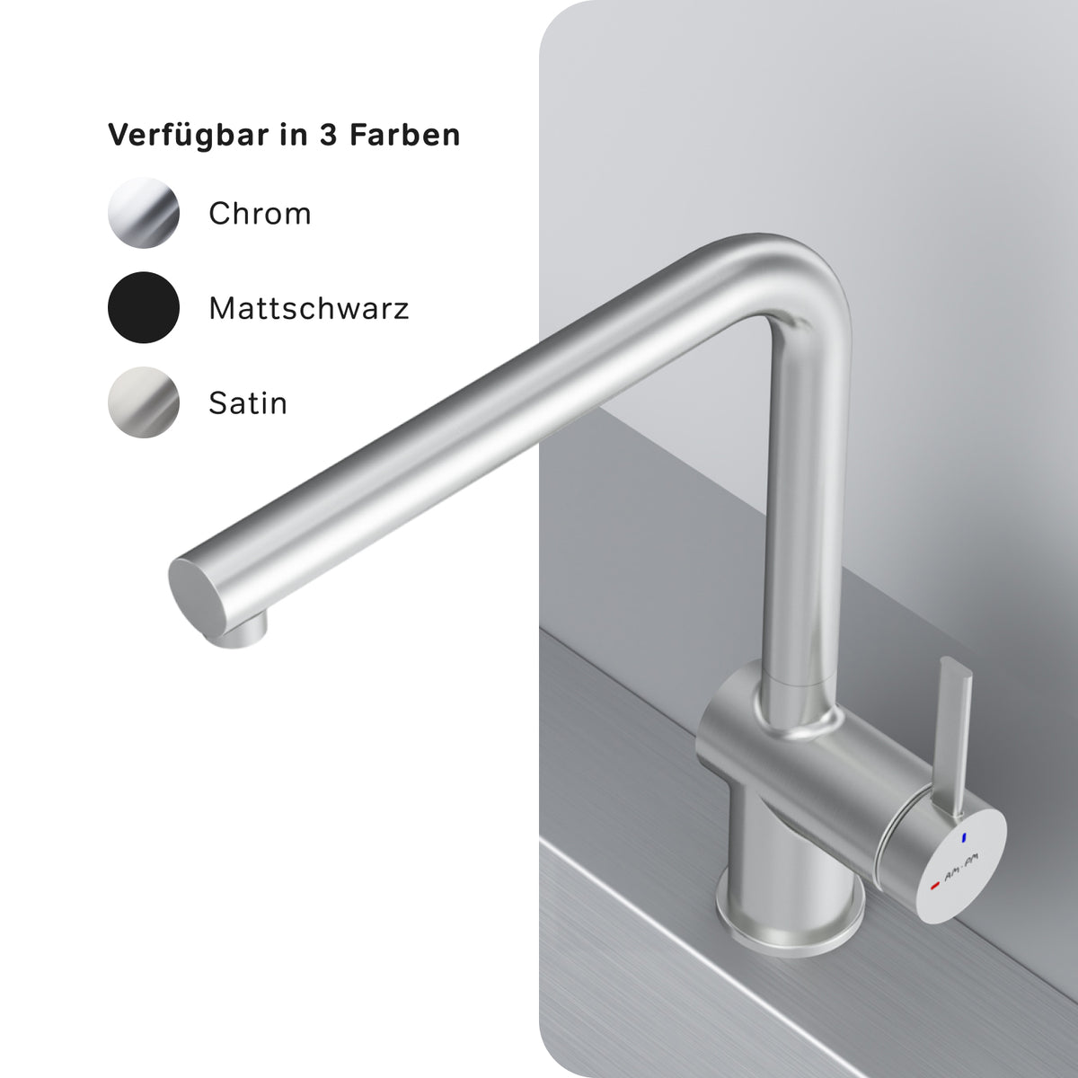 Robinet de cuisine Func avec bec pivotant, finition satinée–F8F05011