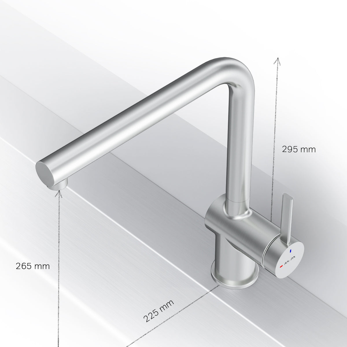 Robinet de cuisine Func avec bec pivotant, finition satinée–F8F05011