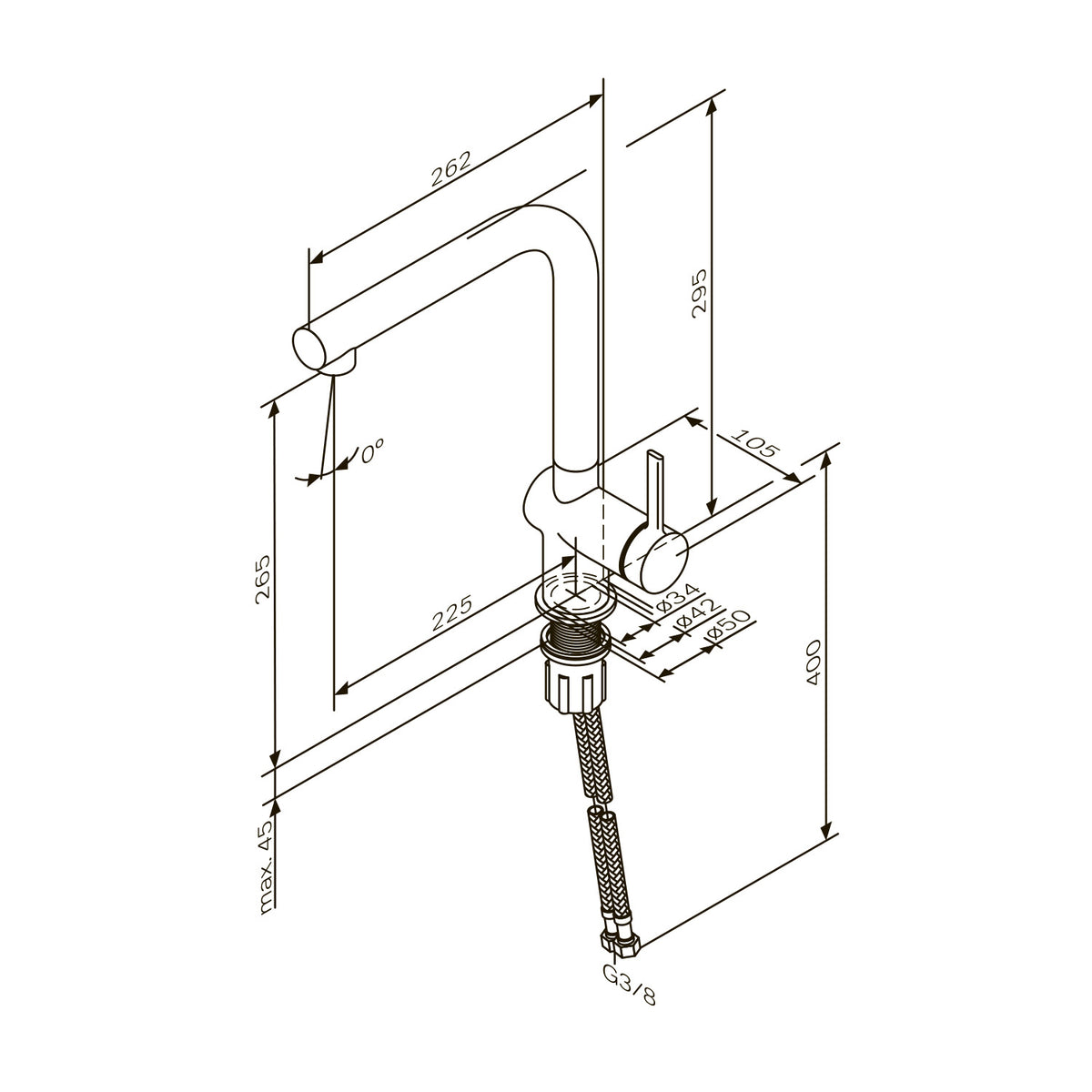 Robinet de cuisine Func avec bec pivotant, noir–F8F05022