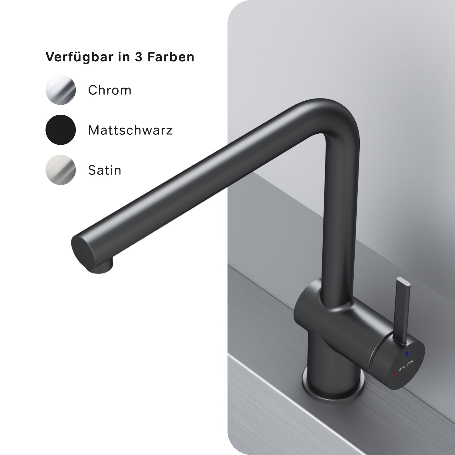 F8F05022 Küchenarmatur Func Spültischarmatur Küche Spültisch-Einhebelmischer, Schwarz