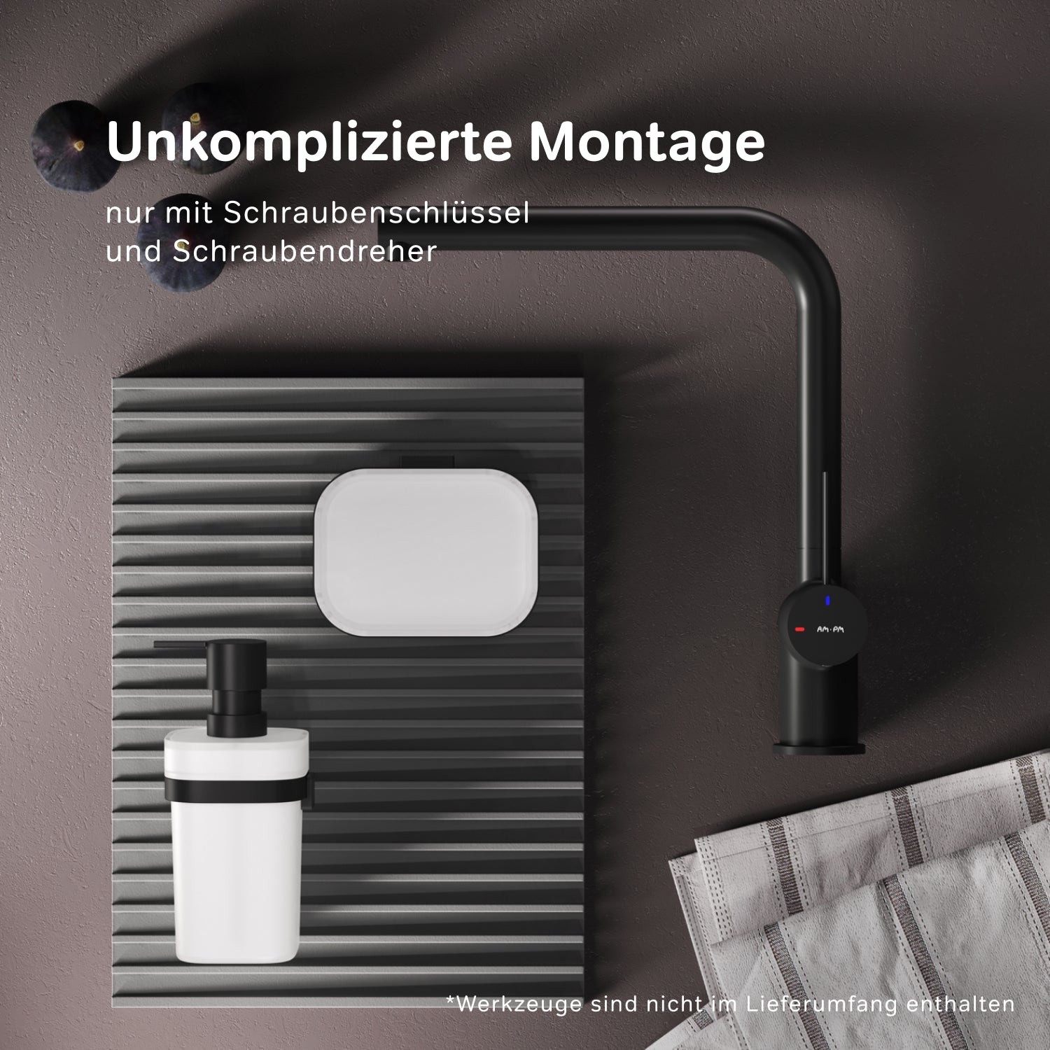 F8F05022 Küchenarmatur Func Spültischarmatur Küche Spültisch-Einhebelmischer, Schwarz