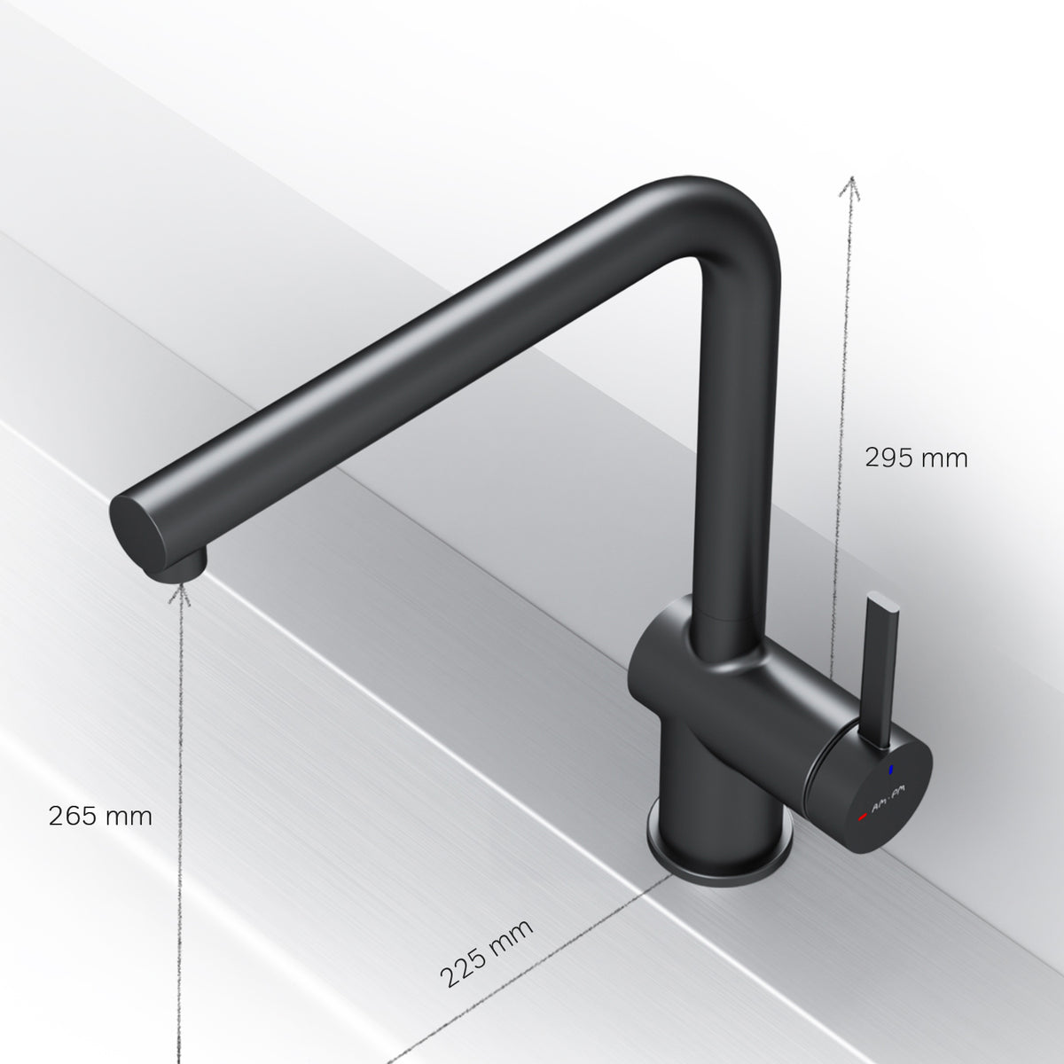 Robinet de cuisine Func avec bec pivotant, noir–F8F05022