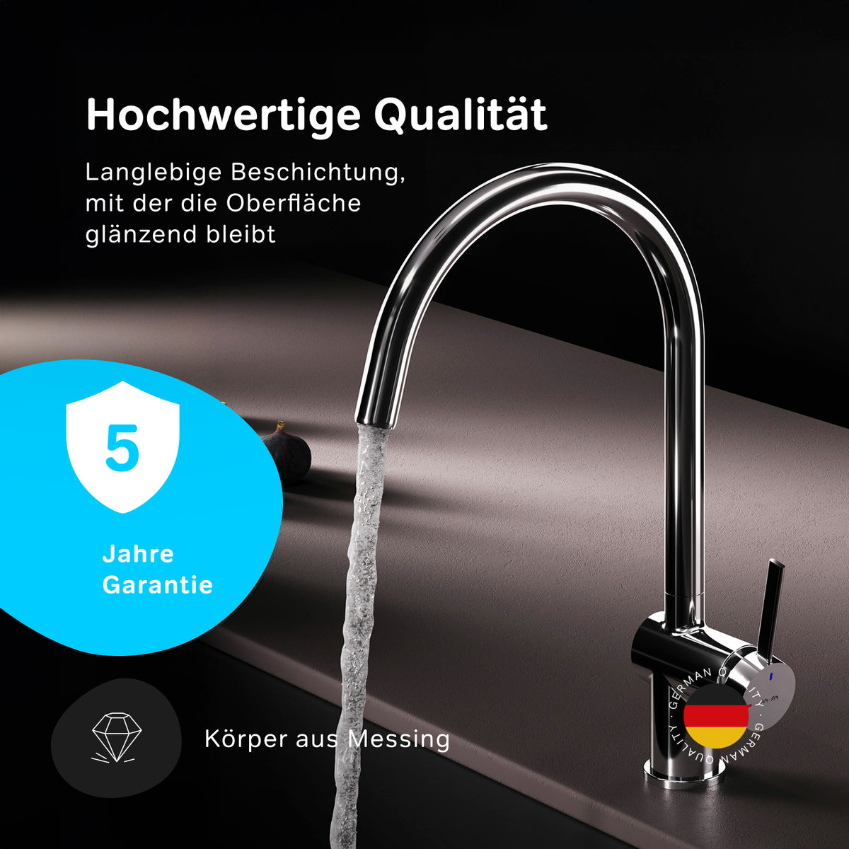Robinet de cuisine Func avec bec pivotant et EcoStart–F8F07000