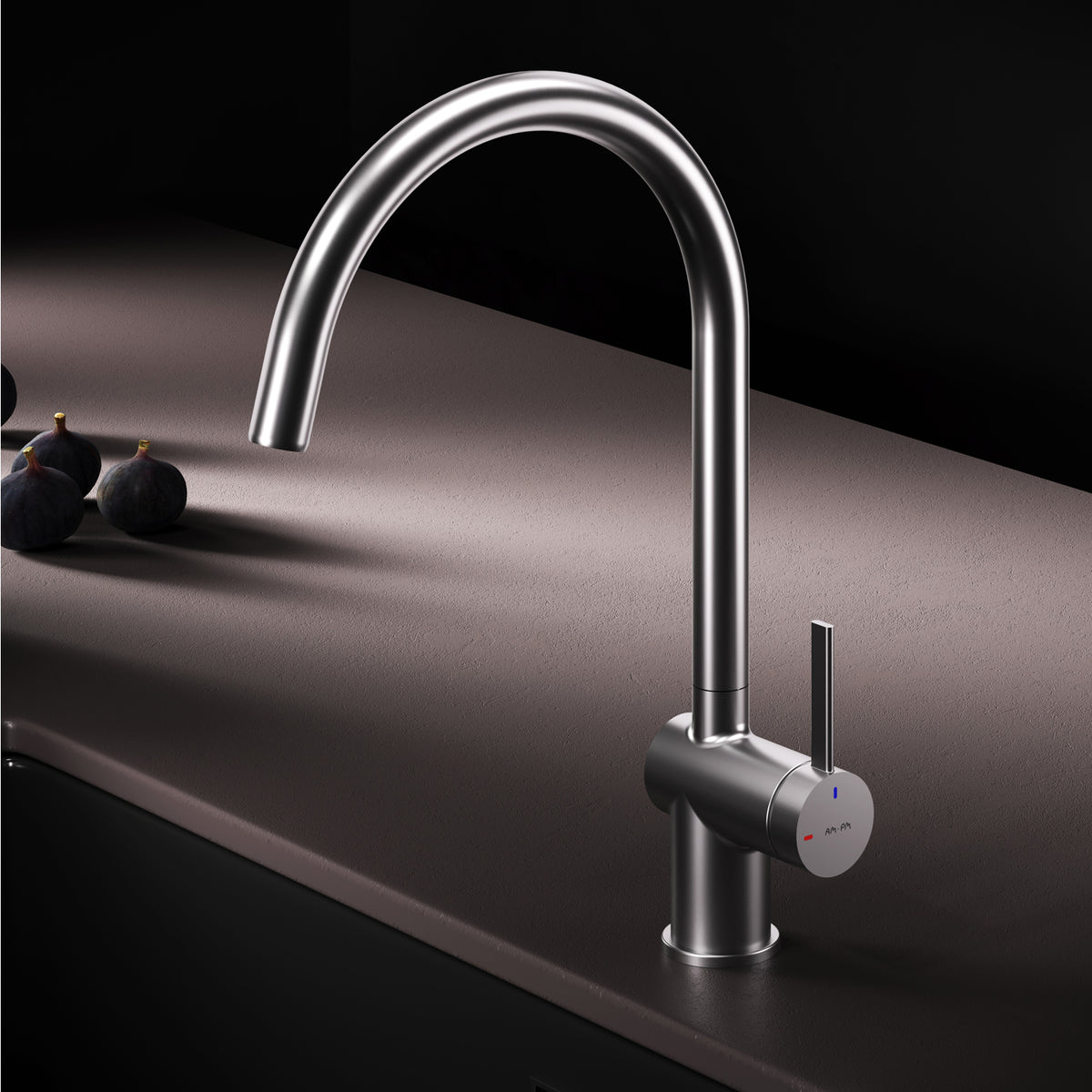 Robinet de cuisine Func avec bec pivotant et EcoStart, finition satinée–F8F07011
