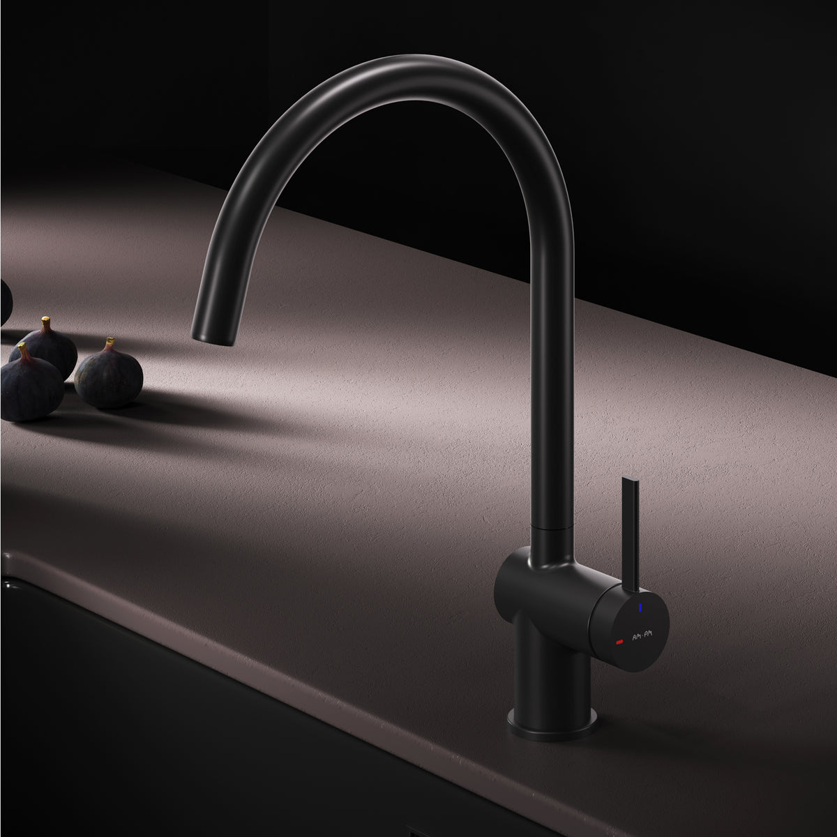Robinet de cuisine Func avec bec pivotant et EcoStart, noir–F8F07022