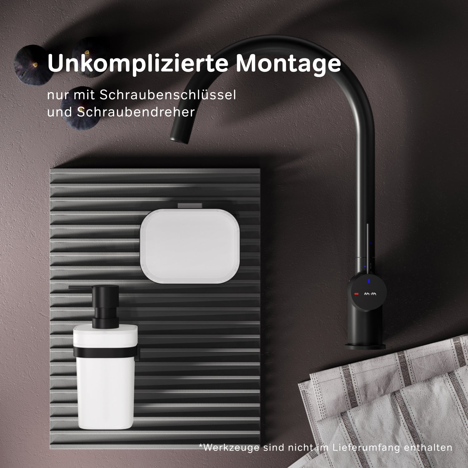 F8F07022 Küchenarmatur Func Spültischarmatur Küche Spültisch-Einhebelmischer, Schwarz