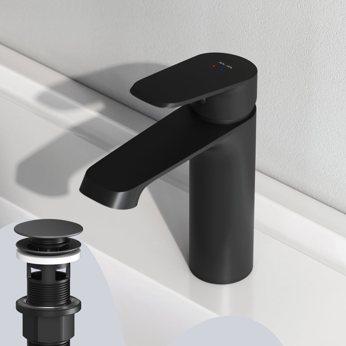 Robinet de lavabo Func avec bonde clic-clac, noir–F8F82122