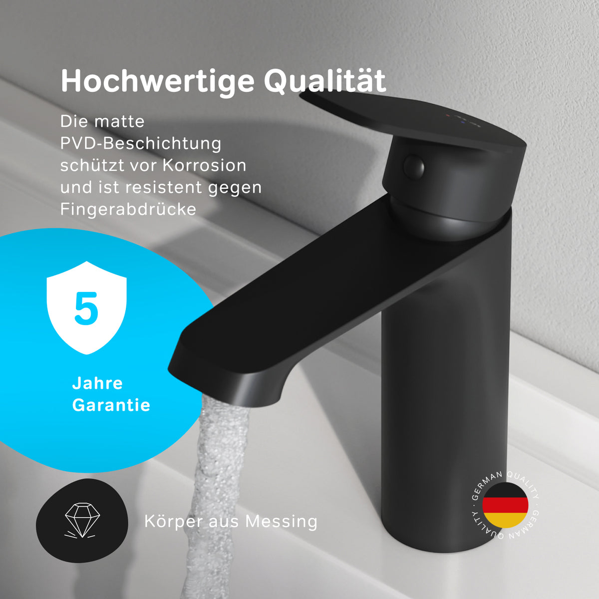 Robinet de lavabo Func avec bonde clic-clac, noir–F8F82122