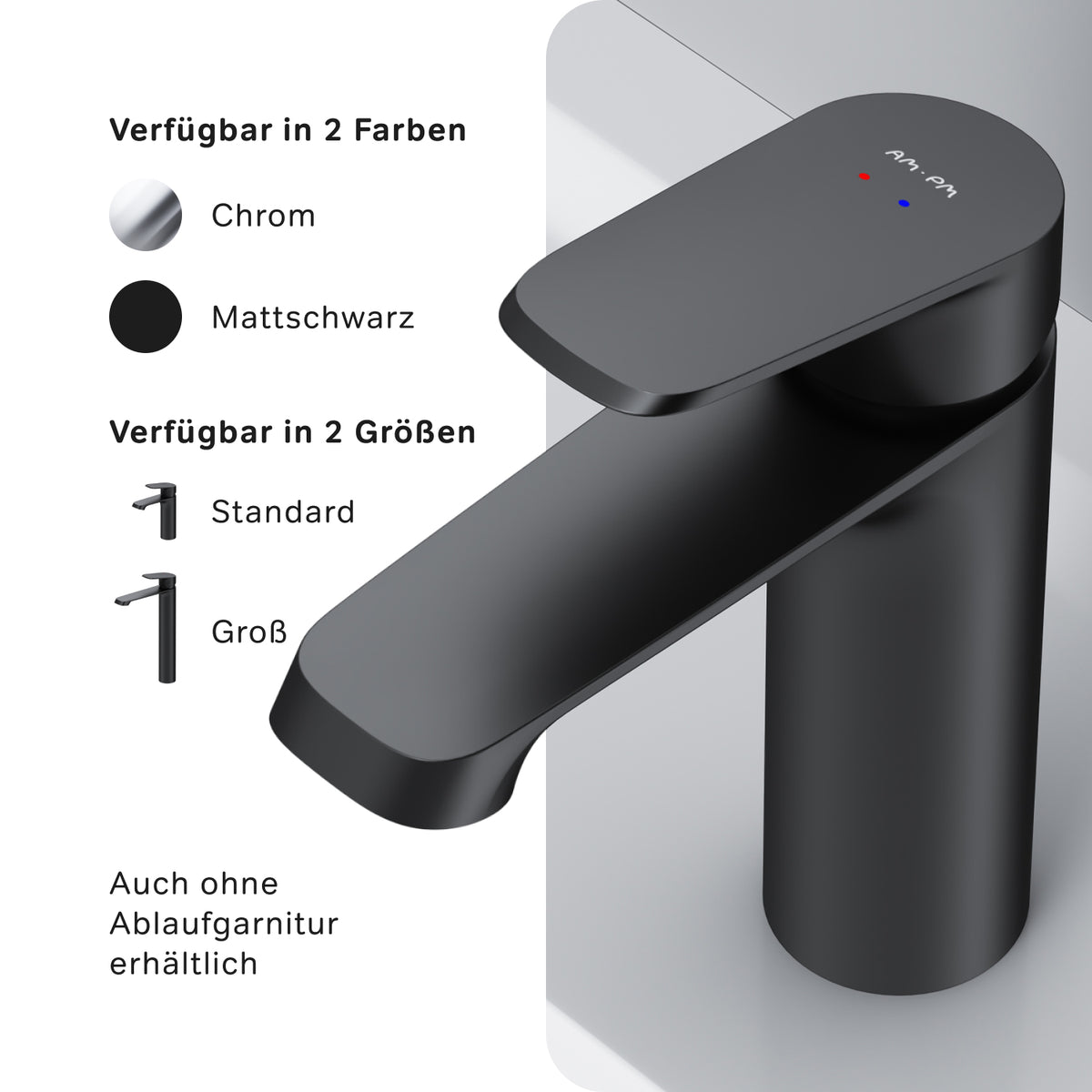 Robinet de lavabo Func avec bonde clic-clac, noir–F8F82122