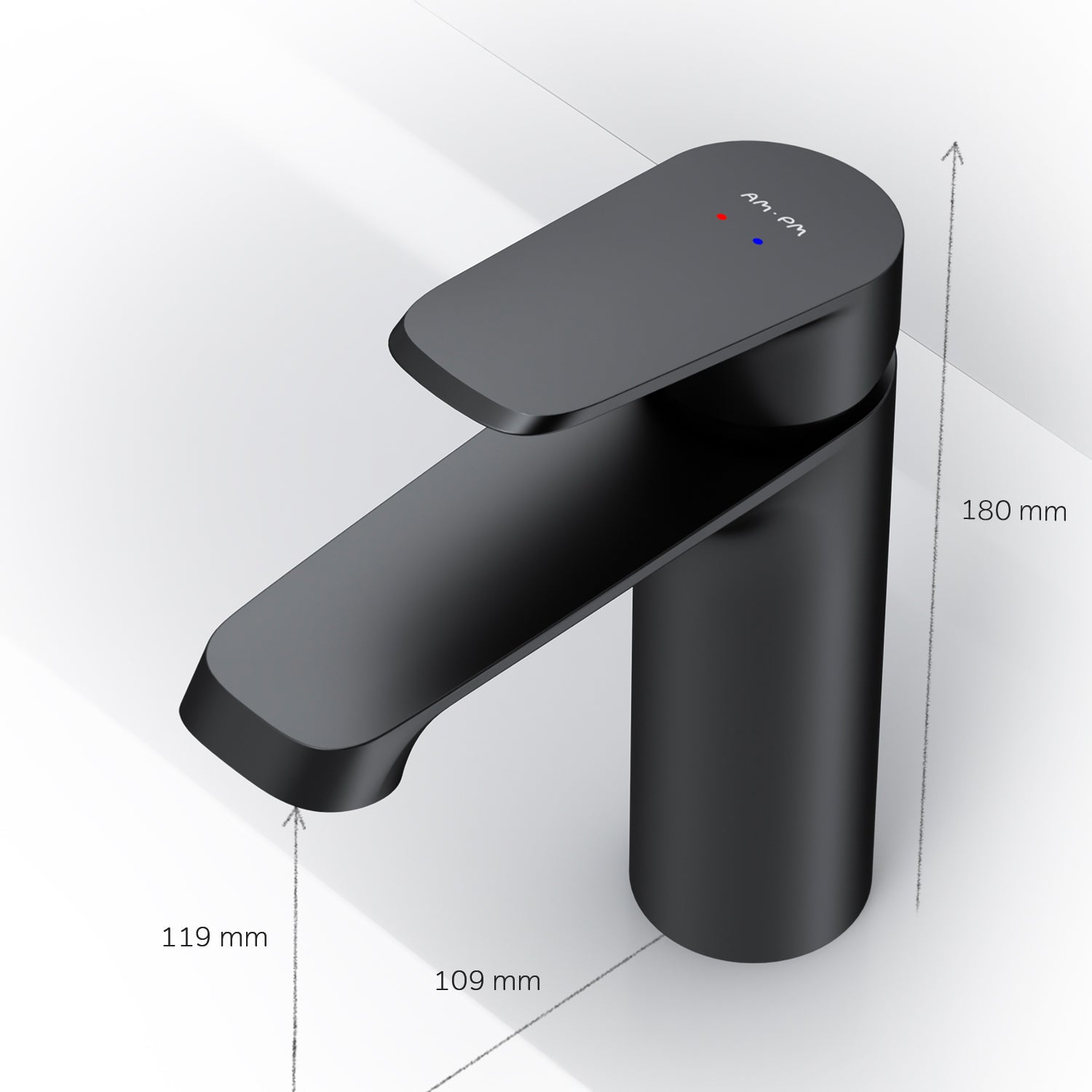 Robinet de salle de bain F8F82122 avec bonde clic-clac, noir