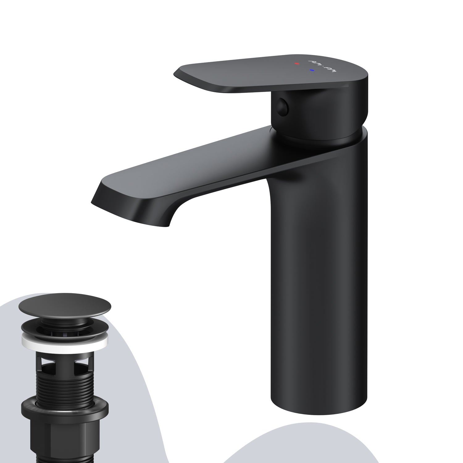 Robinet de salle de bain F8F82122 avec bonde clic-clac, noir
