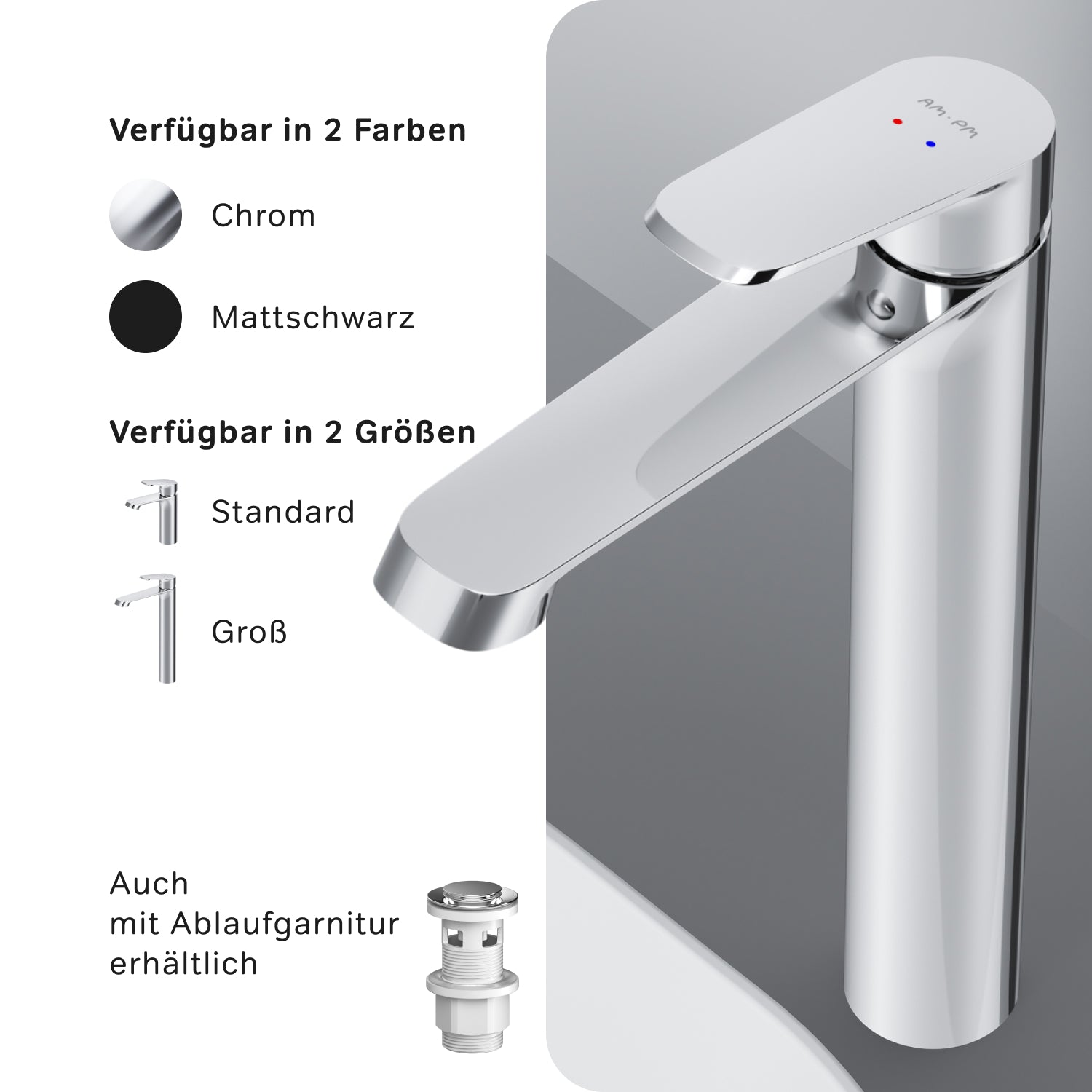 Robinet de salle de bain F8F92000, robinet de lavabo avec bec haut