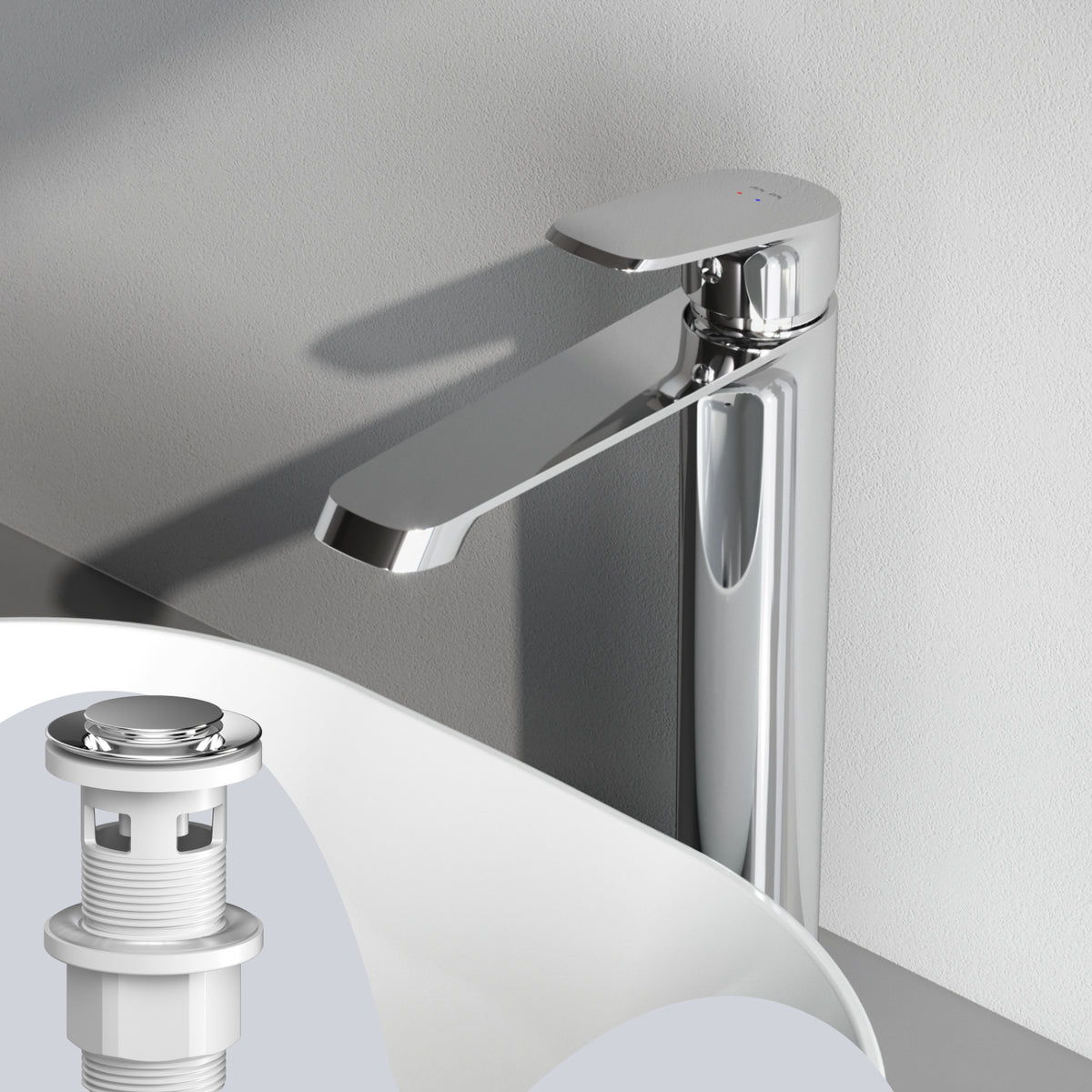 Robinet de lavabo haut Func avec bonde clic-clac–F8F92200