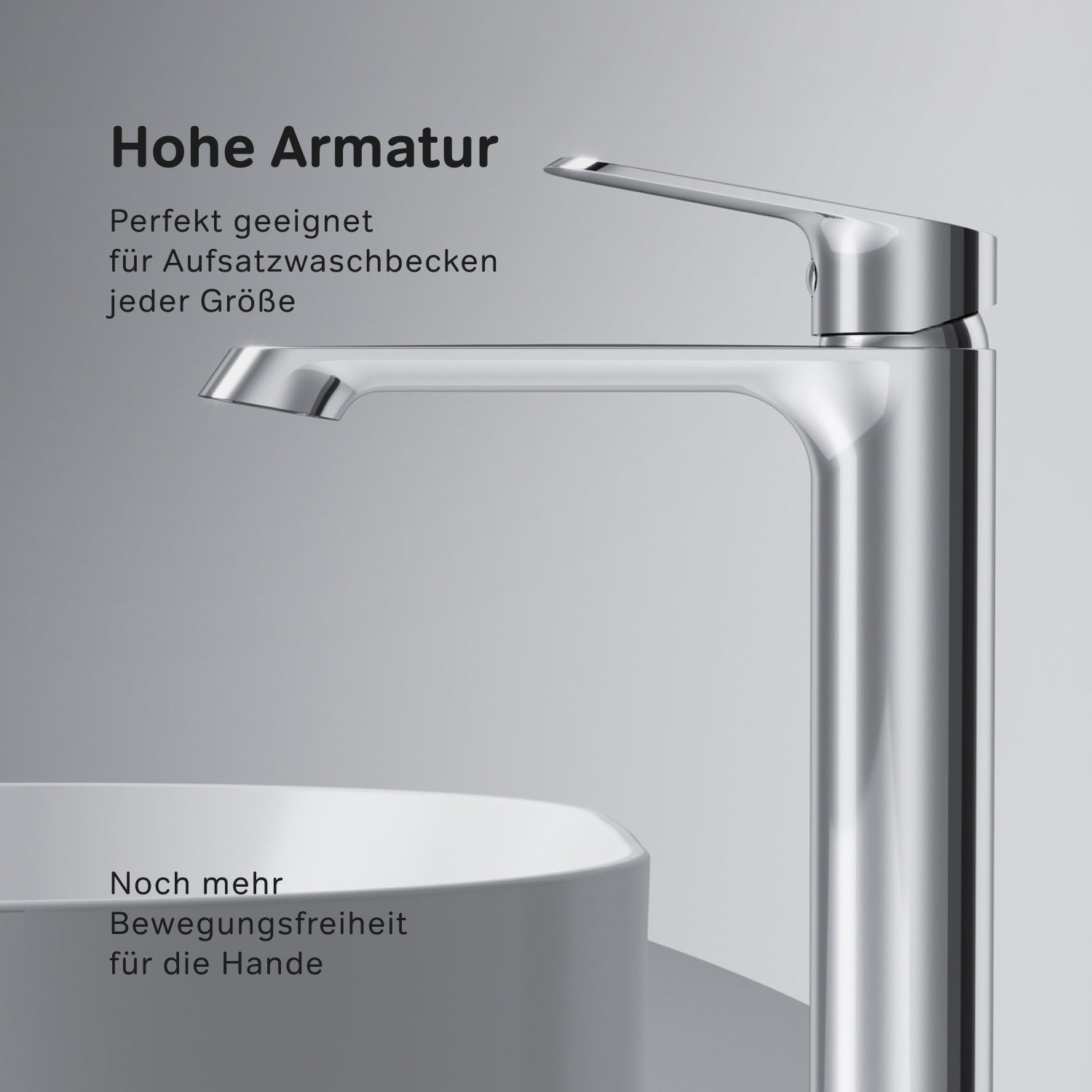 Robinet de salle de bain F8F92200 avec robinet de lavabo haut et bonde à clic. 