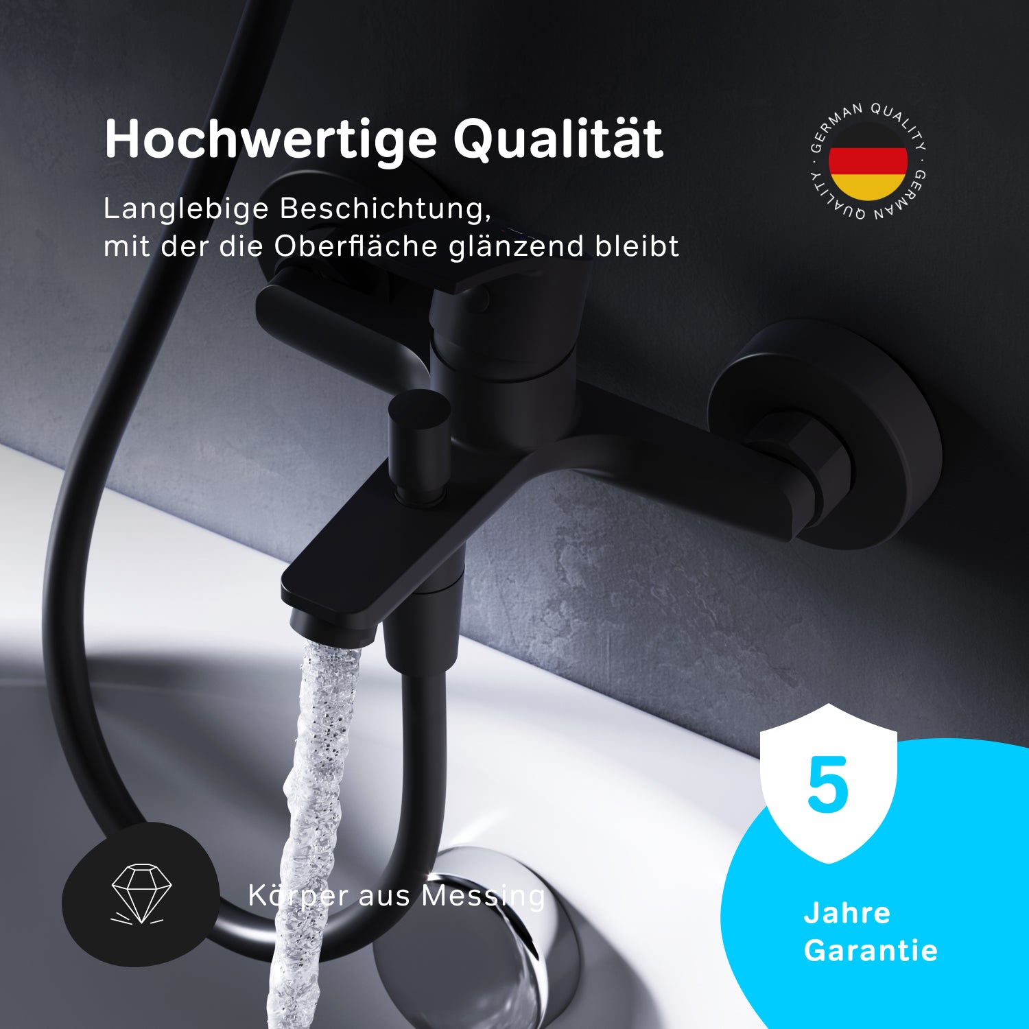 Robinet mitigeur de baignoire Play F8Y10022, noir