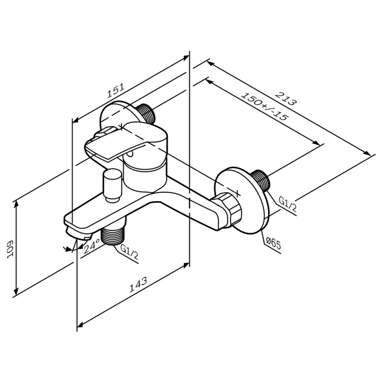 Robinet mitigeur de baignoire Play F8Y10022, noir
