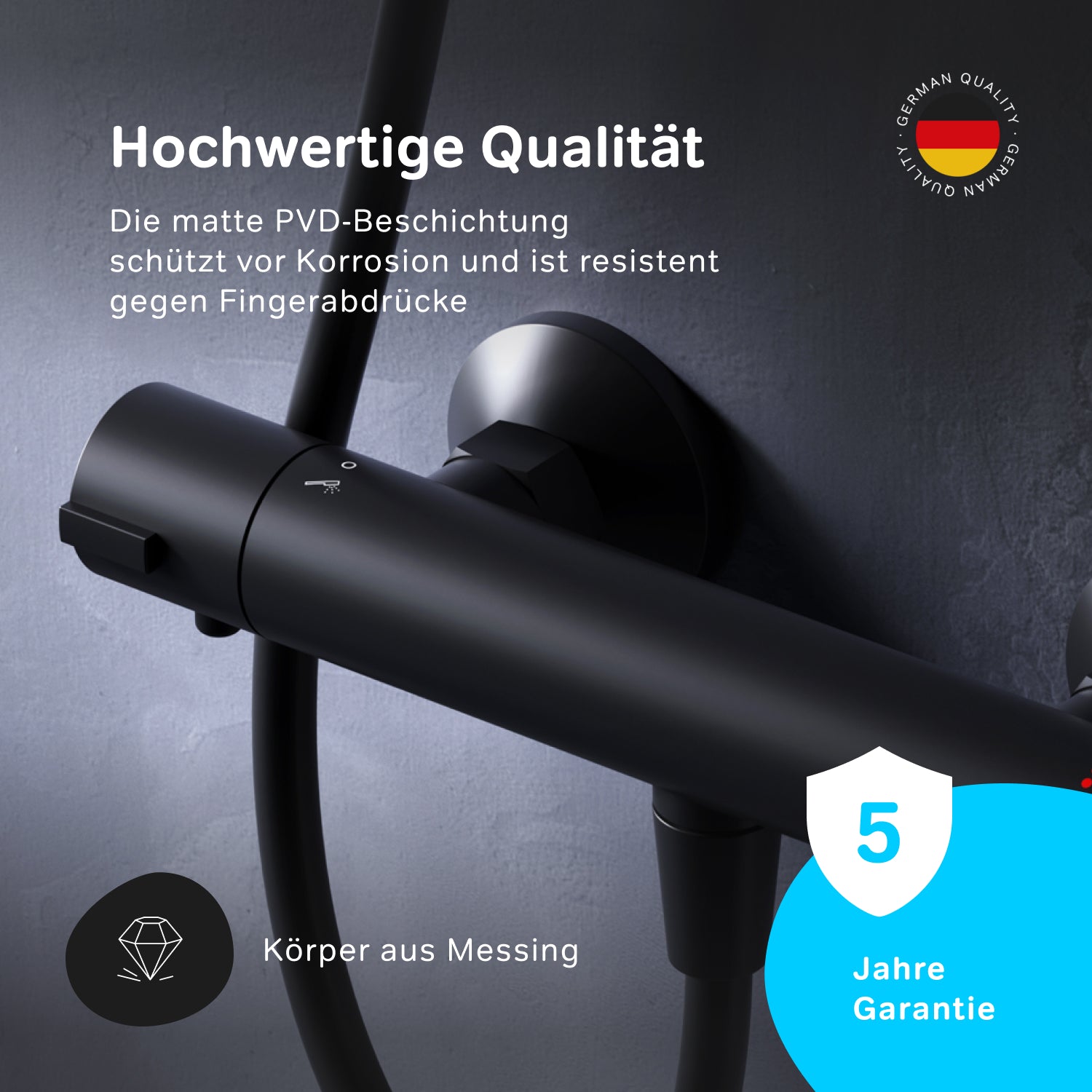 F8Y40022 Duscharmatur Thermostat Play Brausearmatur Mischbatterie Dusche, Schwarz