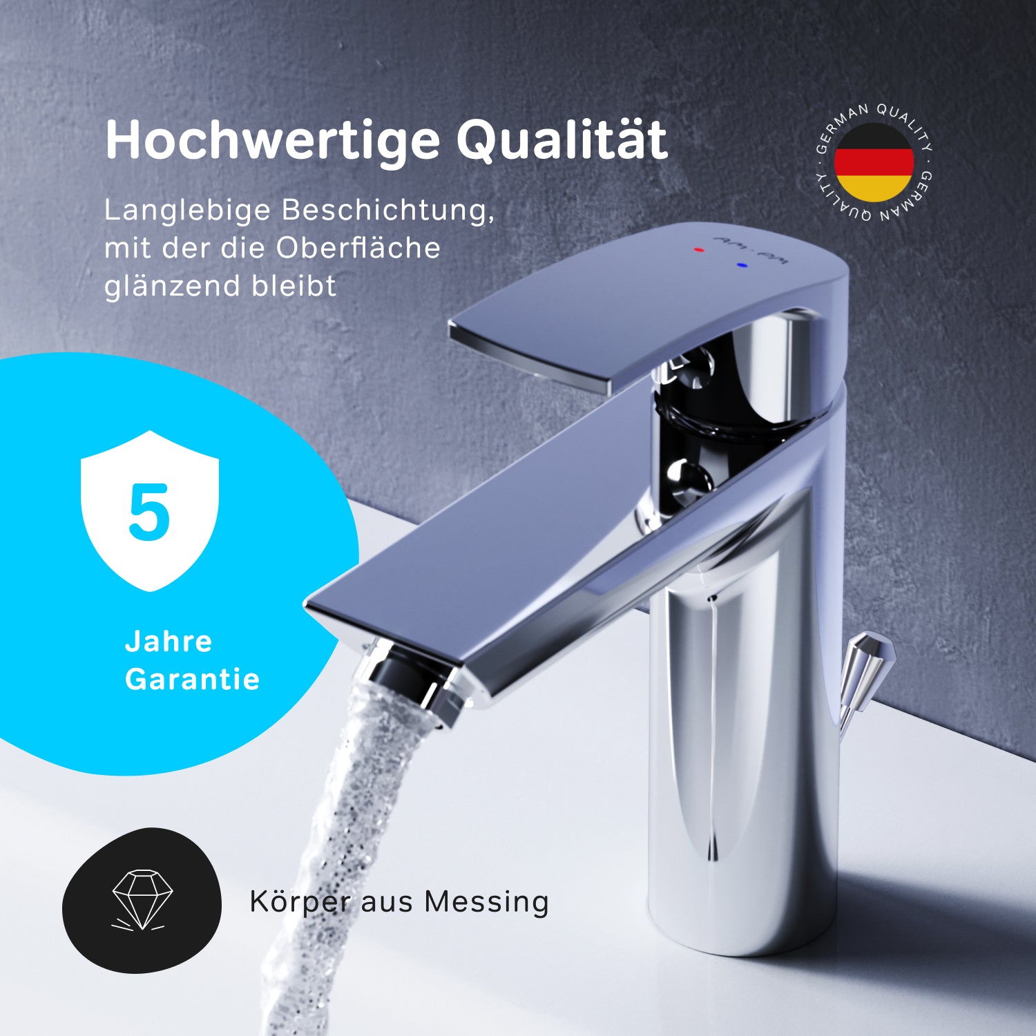 F8Y82100 Bad Armatur Play Waschtischarmatur mit Ablaufgarnitur Wasserhahn