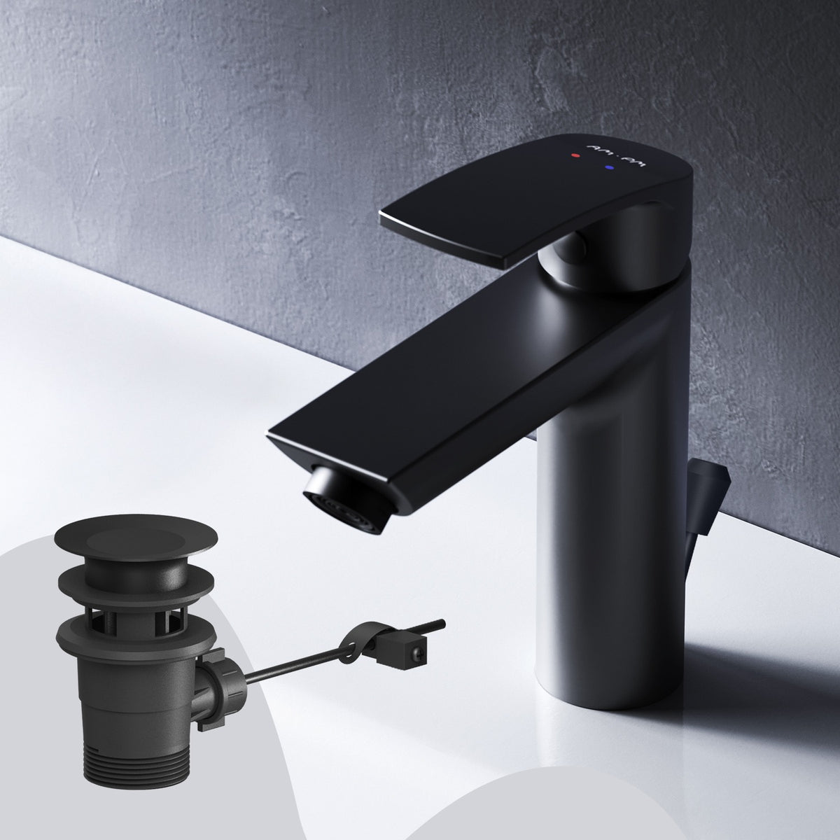 Robinet mitigeur de lavabo Play avec tirette, noir–F8Y82122