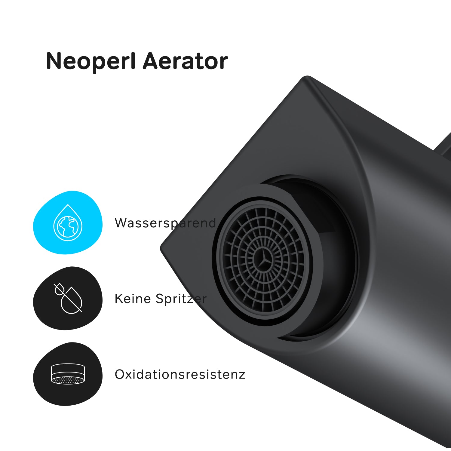 F8Y82122 Bad Armatur Play Waschtischarmatur mit Ablaufgarnitur Wasserhahn, Schwarz