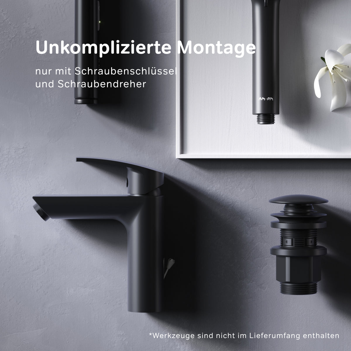 Robinet mitigeur de lavabo Play avec tirette, noir–F8Y82122