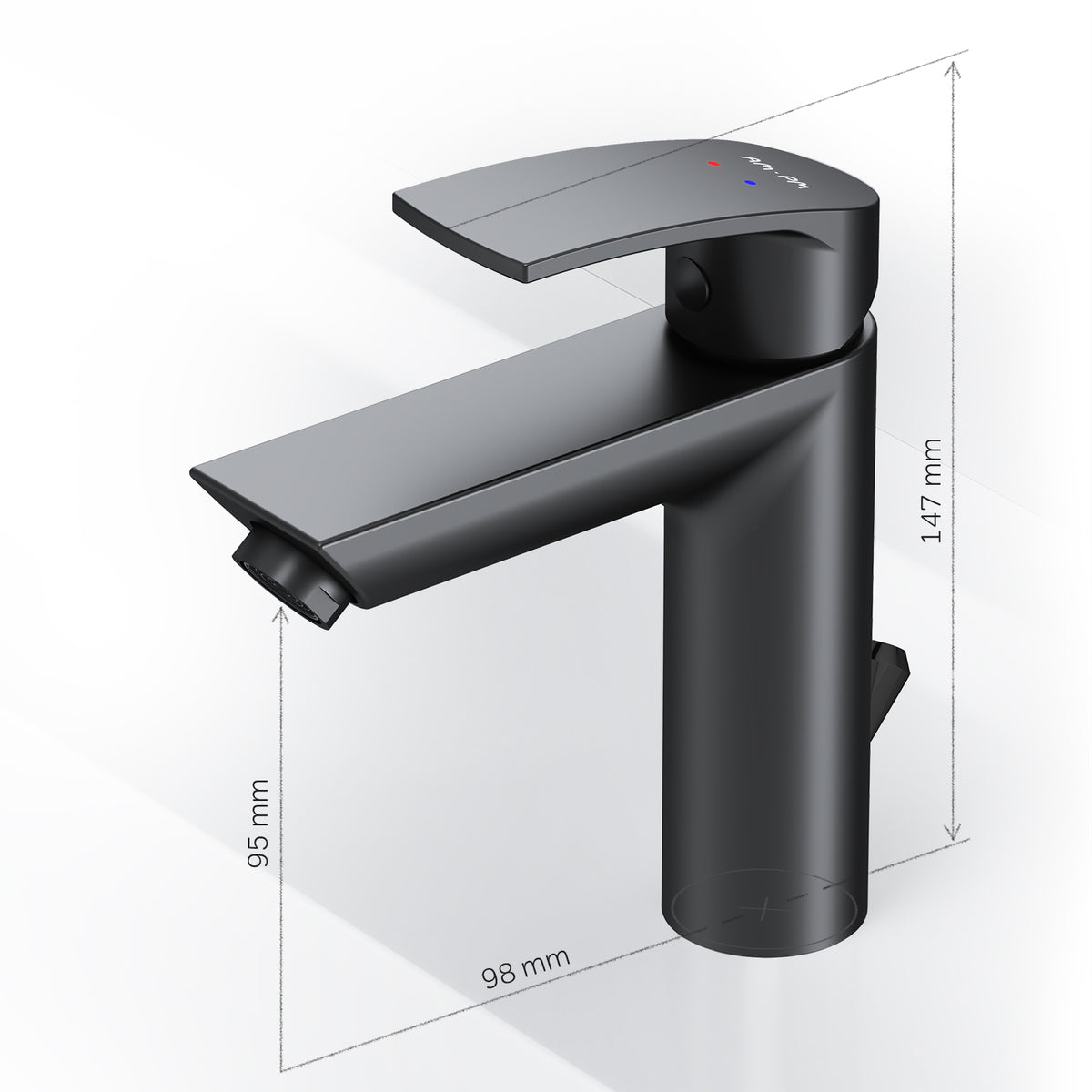 Robinet mitigeur de lavabo Play avec tirette, noir–F8Y82122