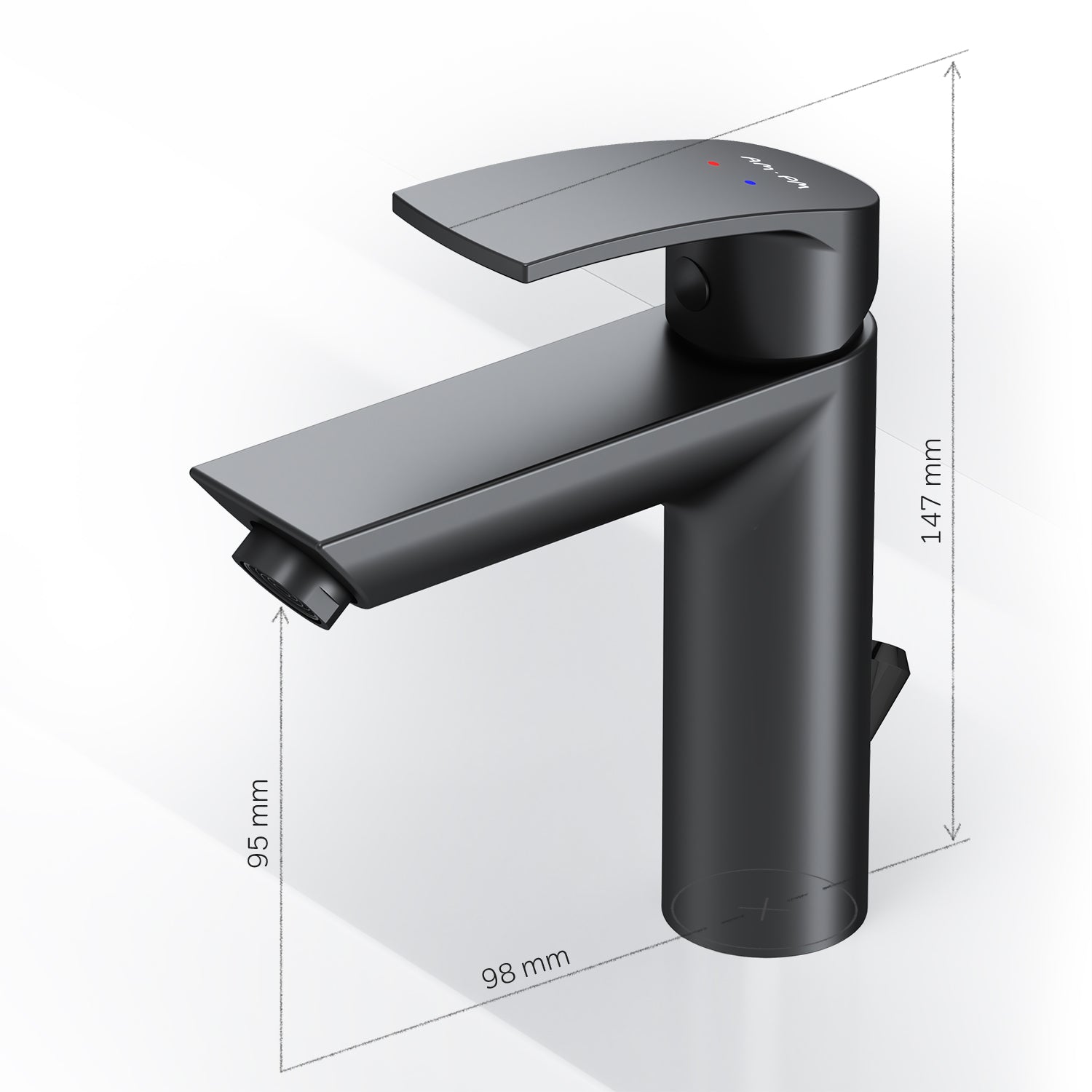 F8Y82122 Bad Armatur Play Waschtischarmatur mit Ablaufgarnitur Wasserhahn, Schwarz