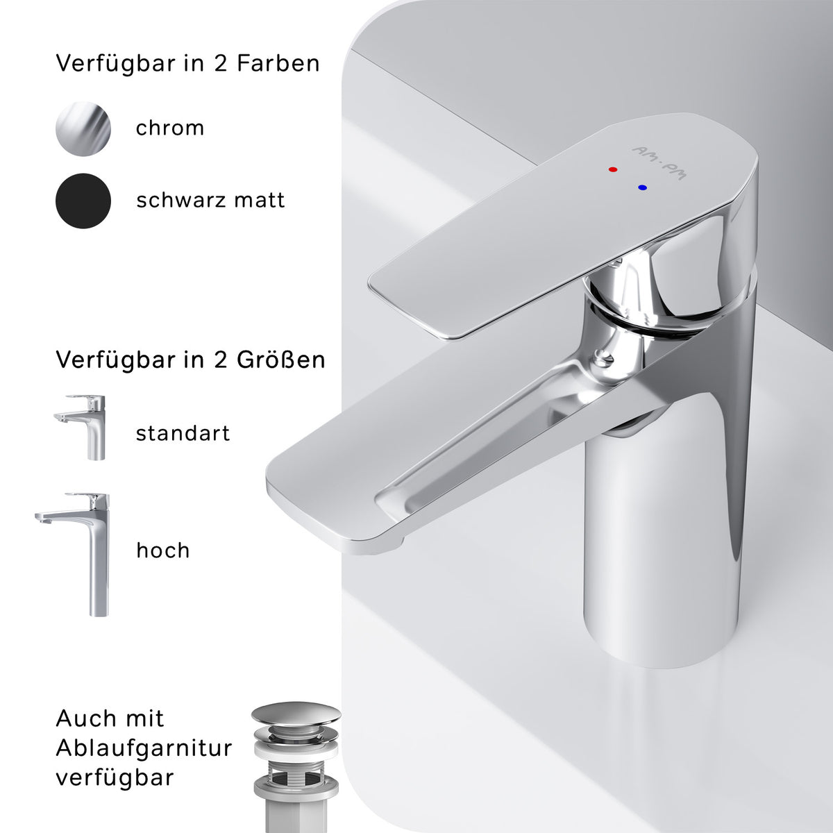 FGA02100 Bad Armatur Gem Waschtischarmatur Wasserhahn ampm-store.de