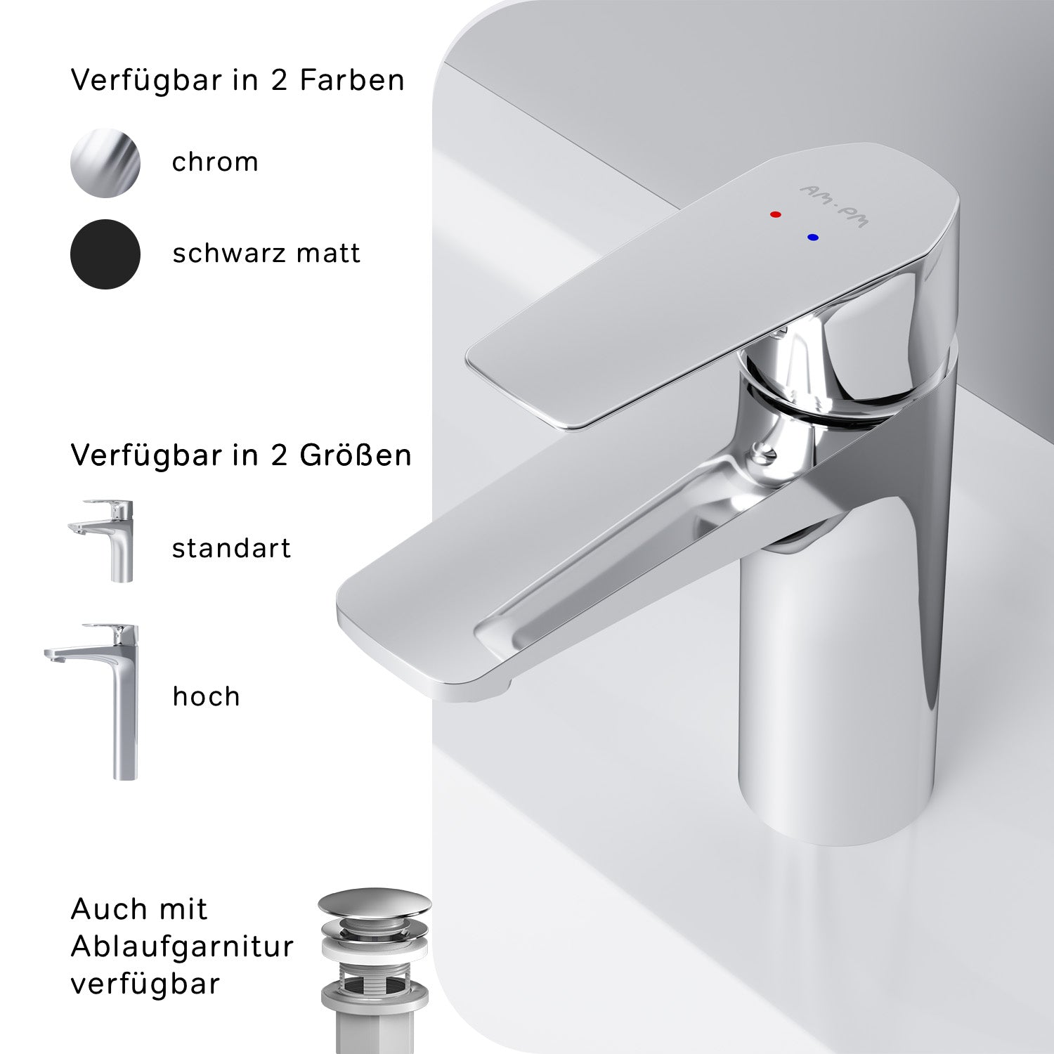 FGA02100 Bad Armatur Gem Waschtischarmatur Wasserhahn ampm-store.de