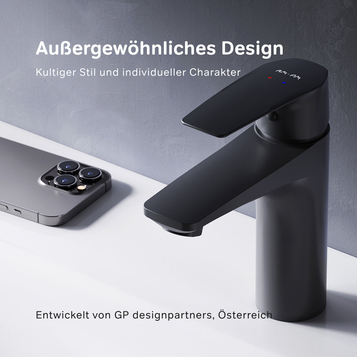 FGA02122 Bad Armatur Gem Waschtischarmatur Wasserhahn, Schwarz ampm-store.de
