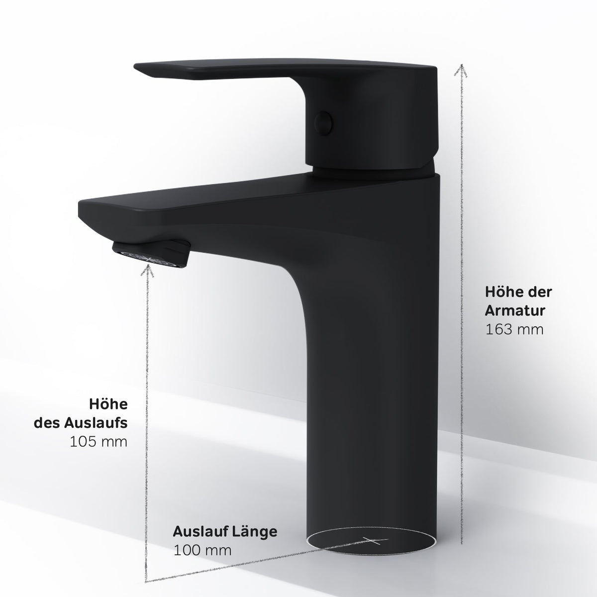 FGA82122 Bad Armatur Gem Waschtischarmatur mit Klick-Ablaufgarnitur Wasserhahn, Schwarz ampm-store.de