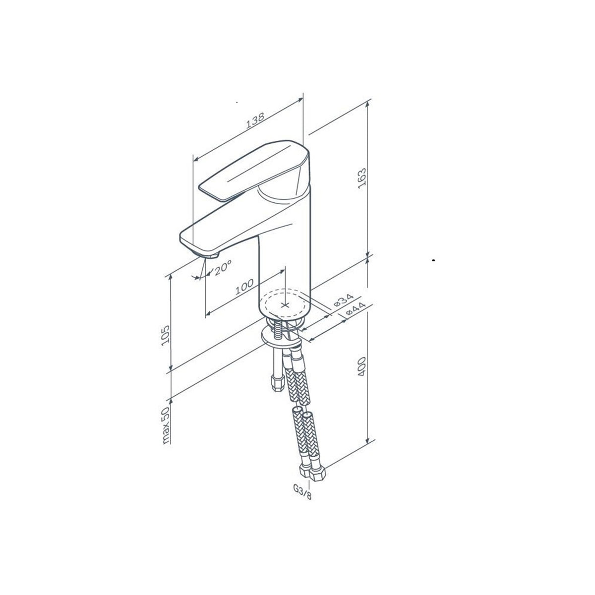 FGA02122 Bad Armatur Gem Waschtischarmatur Wasserhahn, Schwarz ampm-store.de
