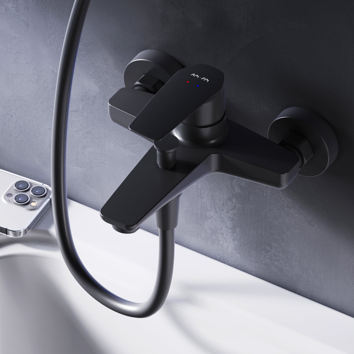 FGA10022 Wannenarmatur Gem Mischbatterie Badewanne Wasserhahn Bad, Schwarz ampm-store.de