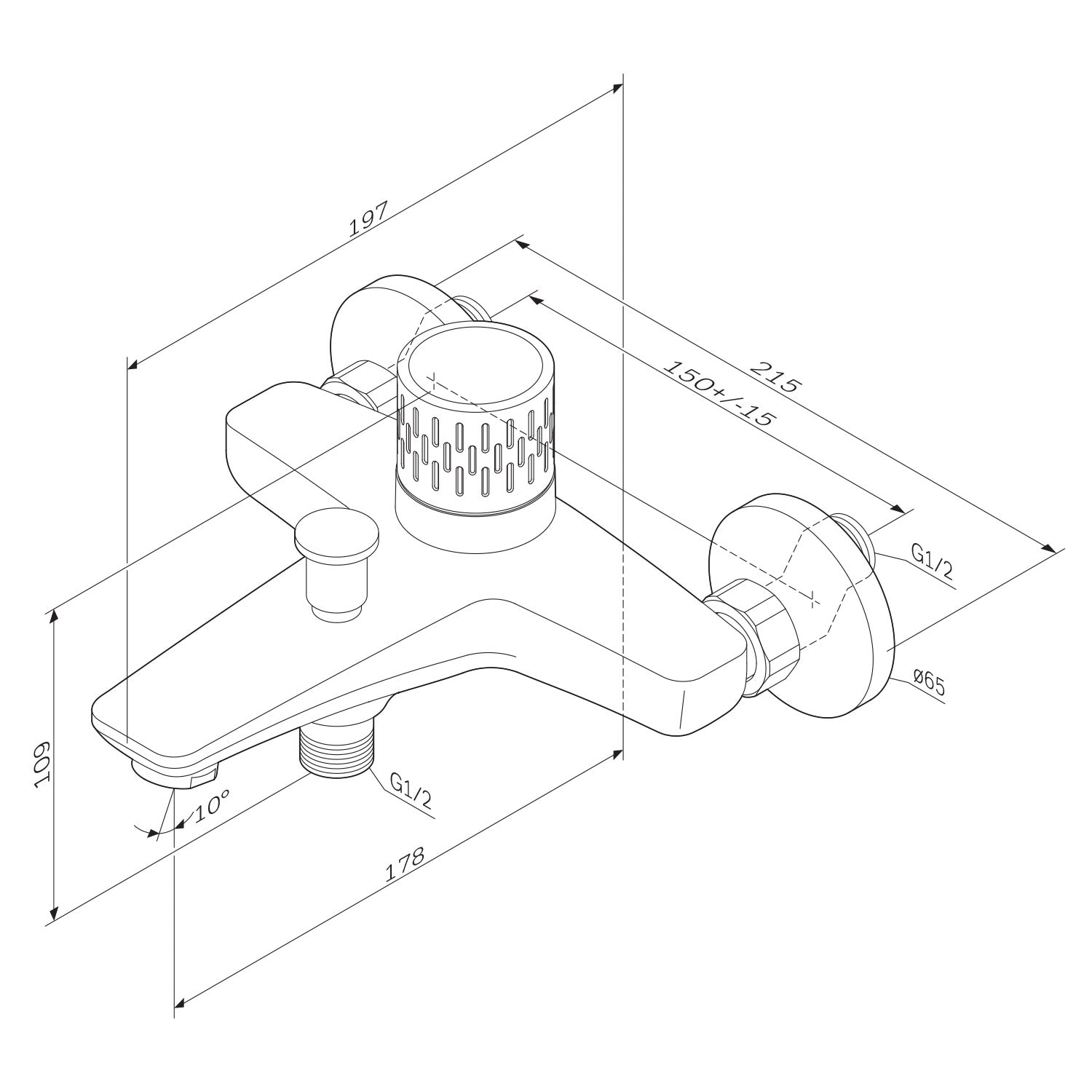 FGA10400 Wannenarmatur Gem Mischbatterie mit Wassertemperatur Indikator ampm-store.de