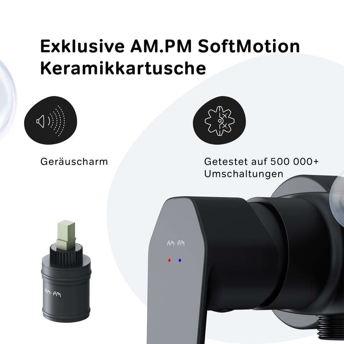 FGA20022 Duscharmatur Gem Brausearmatur Mischbatterie Dusche, Schwarz ampm-store.de