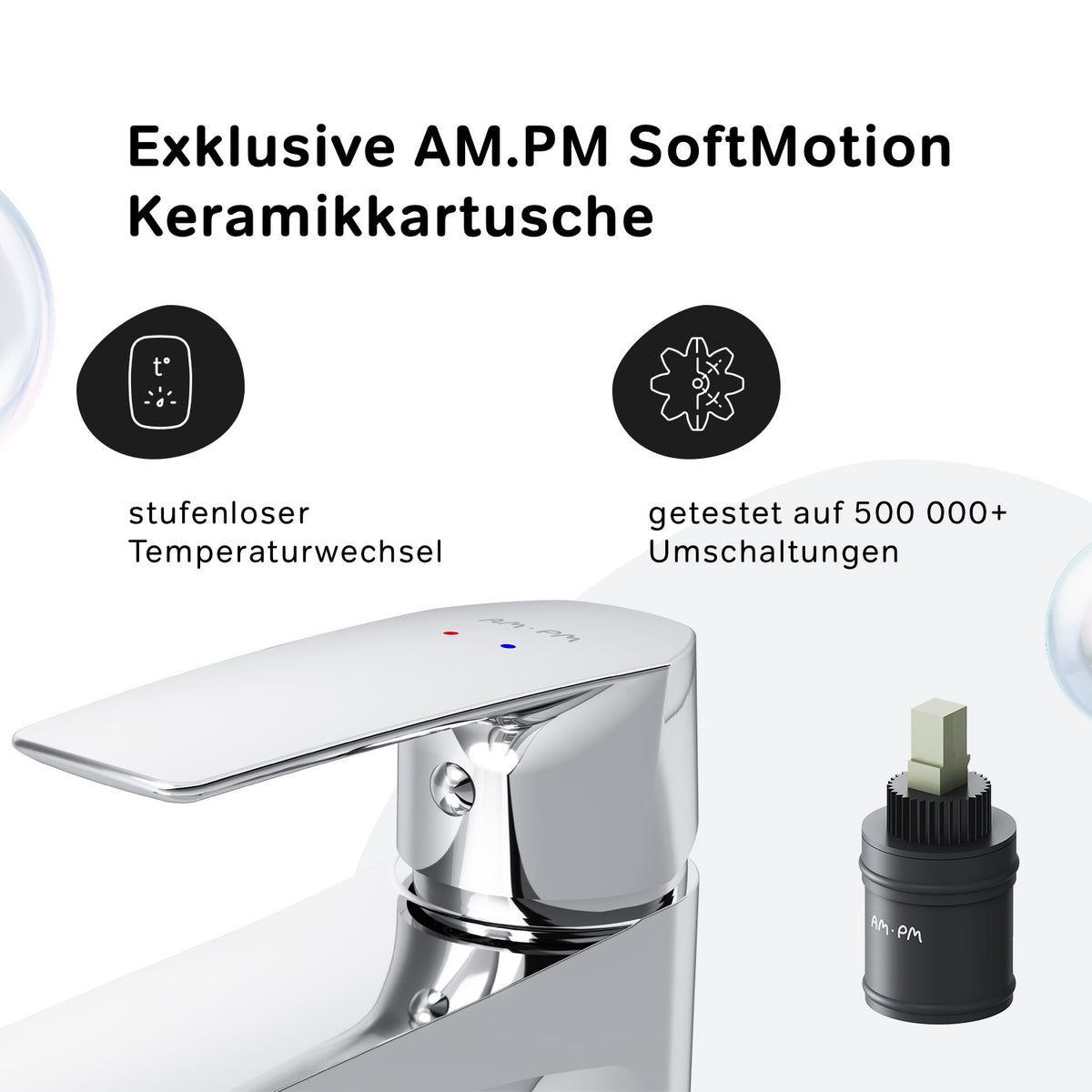 FGA82100 Bad Armatur Gem Waschtischarmatur mit Klick-Ablaufgarnitur Wasserhahn ampm-store.de