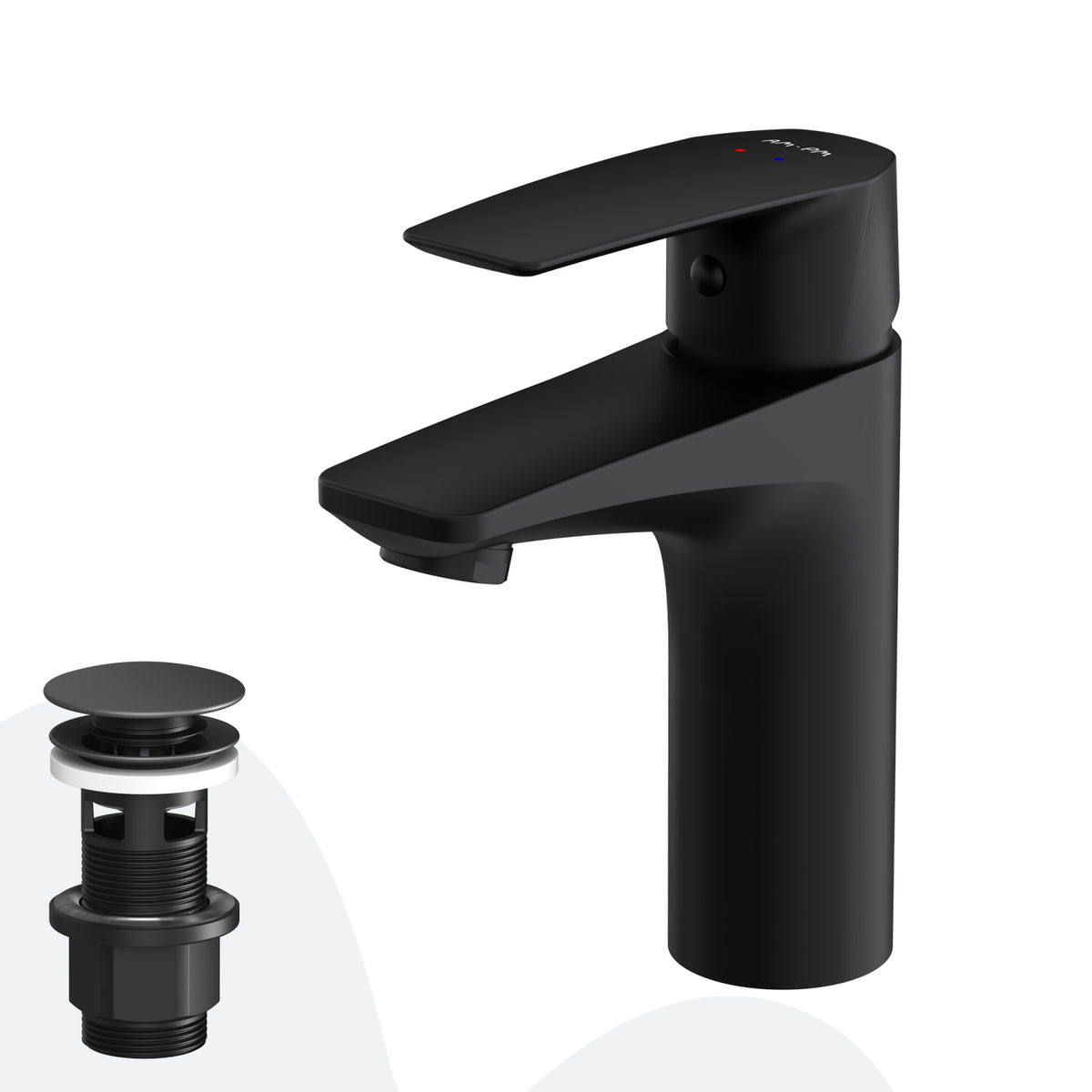 FGA82122 Bad Armatur Gem Waschtischarmatur mit Klick-Ablaufgarnitur Wasserhahn, Schwarz ampm-store.de