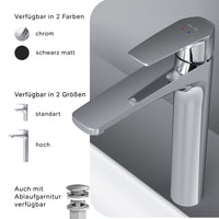 FGA92200 Bad Armatur Gem Waschtischarmatur Hoch mit Klick-Ablaufgarnitur Wasserhahn ampm-store.de