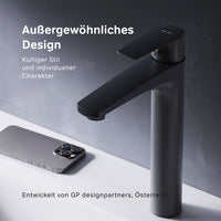 FGA92222 Bad Armatur Gem Waschtischarmatur Hoch mit Klick-Ablaufgarnitur Wasserhahn, Schwarz ampm-store.de