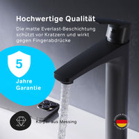 FGA92022 Bad Armatur Gem Waschtischarmatur mit hohem Auslauf Wasserhahn, Schwarz ampm-store.de