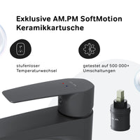 FGA92022 Bad Armatur Gem Waschtischarmatur mit hohem Auslauf Wasserhahn, Schwarz ampm-store.de