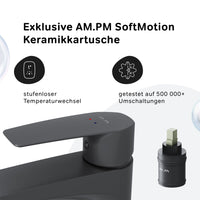 FGA92222 Bad Armatur Gem Waschtischarmatur Hoch mit Klick-Ablaufgarnitur Wasserhahn, Schwarz ampm-store.de