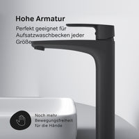 FGA92022 Bad Armatur Gem Waschtischarmatur mit hohem Auslauf Wasserhahn, Schwarz ampm-store.de