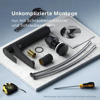 FGA92222 Bad Armatur Gem Waschtischarmatur Hoch mit Klick-Ablaufgarnitur Wasserhahn, Schwarz ampm-store.de