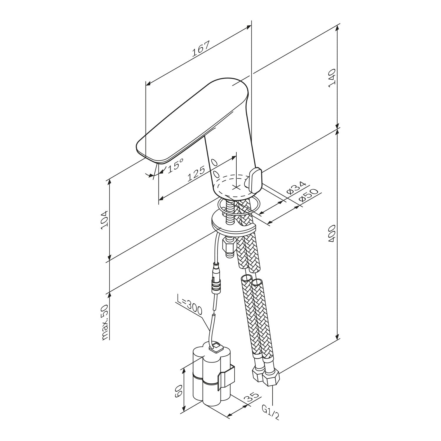 Robinet de lavabo Inspire V2.0 FIB02300 Mitigeur de lavabo avec capteur