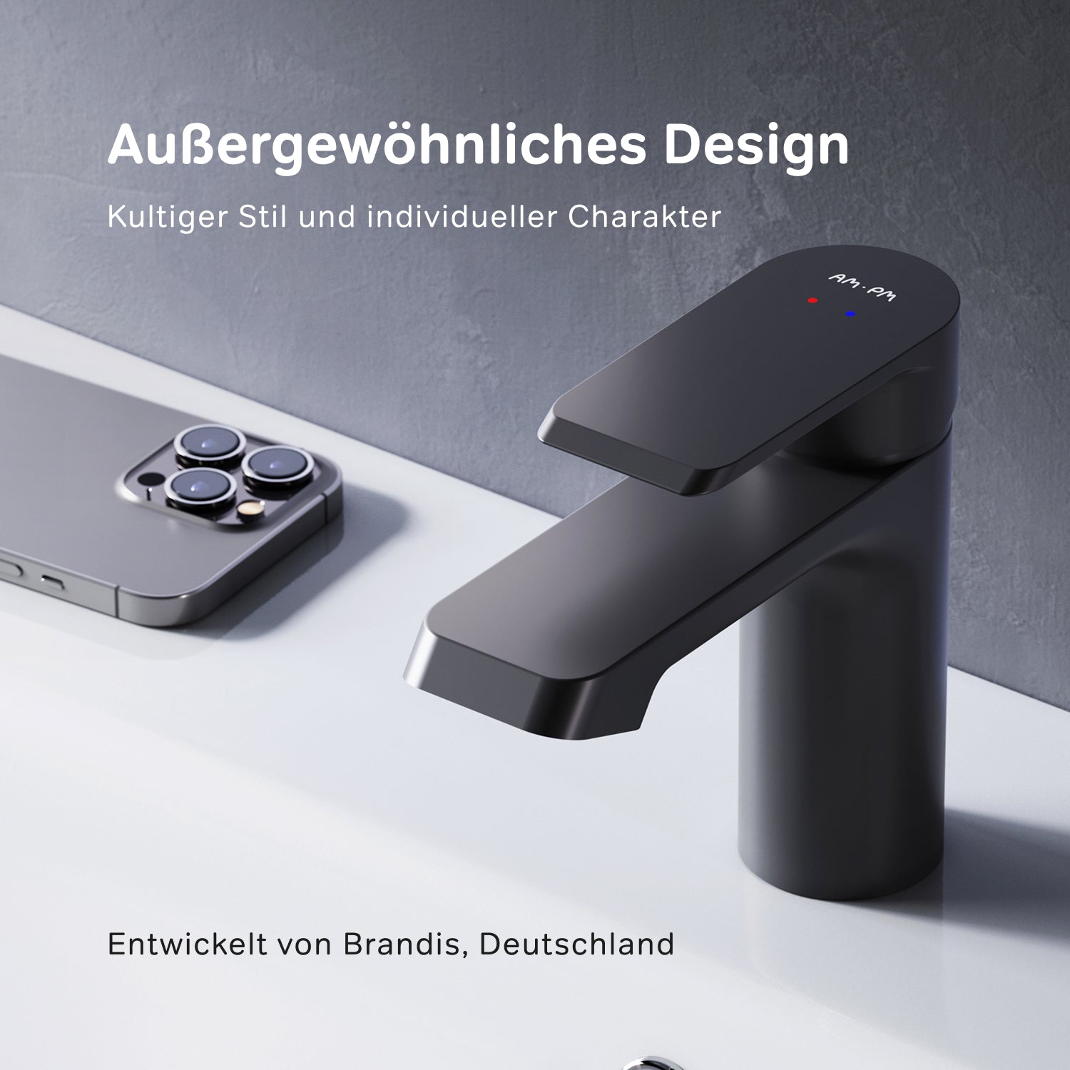 FNA02122 Bad Armatur Flash Waschtischarmatur Wasserhahn, Schwarz